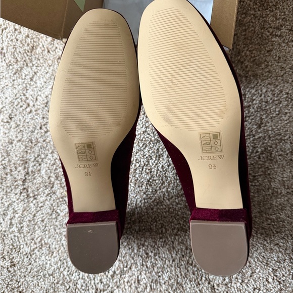 J. Crew Burgundy Velvet Mary Jane Block Heel Pumps - Picture 5 of 14